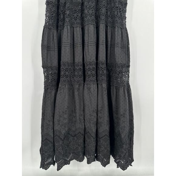 Anthropologie Love The Label Maxi Dress V-Neck Eyelet Lace Tiered Swiss Dot - Picture 8 of 11